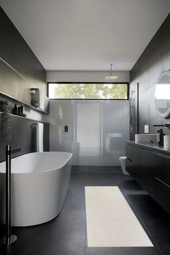 Ayjah Cream Modern Geometric Area Rug Wade Logan Rug Size: Runner 2'2" x 7' in Black Modern Bathroom