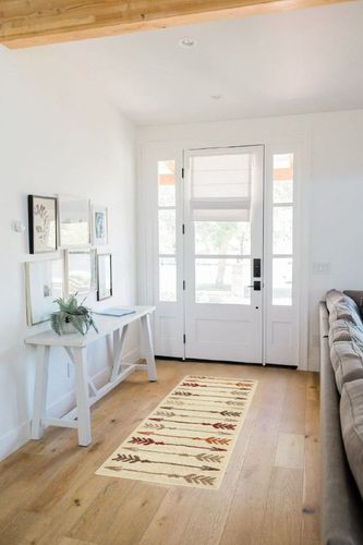 Unique Loom Autumn Arrow Area Rug - 2' x 6' Runner - Beige in White Scandinavian Entryway