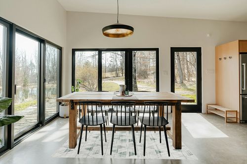 GlowSol 5x7 Area Rug Geometric Pattern Washable Area Rug Abstract Carpet Rug Modern Diamond Boho Accent Rug Livingroom Farmhouse Dining Room Rug Office Bedroom Decor, 5x7 Green in Scandinavian Dining Room with Rectangular Table