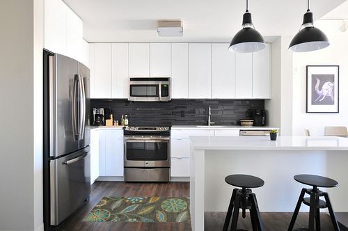 Maples Rugs Reggie Floral Runner Rug Non Skid Washable Hallway Entry Carpet [Made in USA], Multi, 1'8 x 4' in White and Black Modern Kitchen