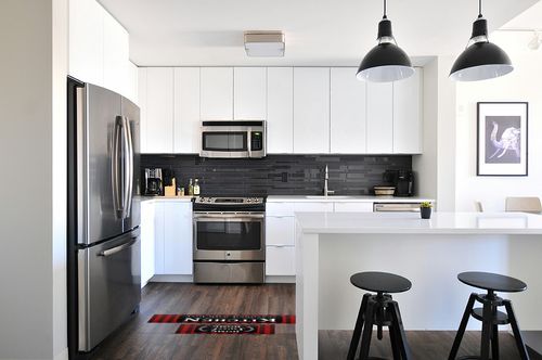 HOLVDENG Red Buffalo Plaid Kitchen Mat Set of 2 Non Slip Thick Kitchen Rugs and Mats for Floor Comfort Standing Mats for Kitchen, Sink, Office, Laundry, 17"x47"+17"x28" in White and Black Modern Kitchen