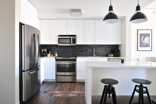 Boho Kitchen Mat Sets of 2 Pieces Anti Fatigue PVC Foam Cushioned Kitchen Mats for floor Waterproof Farmhouse Red Kitchen Rugs and Mats Non Slip Kitchen Rug Runner for Sink, Laundry, 17"x 47"+17"x 28" in White and Black Modern Kitchen