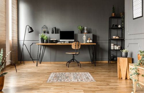 Wonnitar Bohemian Washable 3x5 Rug,Non-Slip Boho Bedroom Rug Distressed Moroccan Trellis Khaki Bathroom Throw Mat,Non-Shedding Low Pile Indoor Floor Carpet for Entry Kitchen Home Office in Grey Home office with Wooden Floor