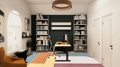 SAFAVIEH Orwell Collection Area Rug - 8' x 10', Rust & Yellow, Mid-Century Modern Abstract Design, Non-Shedding & Easy Care, Ideal for High Traffic Areas in Living Room, Bedroom (ORW368P) in White and Black Home Office