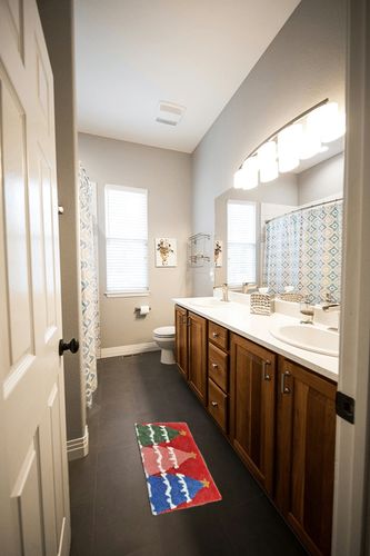 NURCIX 3D Patterned Tufted Christmas Rug in Wooden and Grey Bathroom