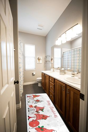 Merry Christmas Area Rug Non Skid, Cute Red Gnome Washable Hallway Runner Rugs Laundry Room Rug Mats Soft Kitchen Absorbent Floor Mat Carpet for Entrance Bedroom Living Room 72x24in in Wooden and Grey Bathroom