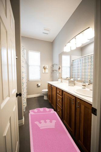 Pink Kids Rug for Bedroom Boys Girls Bedside Carpet Kids Runner Rugs Crown Style Children Carpet Ideal Gift for Kids' Room Décor (26 x 71 inches) in Wooden and Grey Bathroom