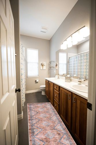 Lahome Vintage Washable Runner Rug - 2x6 Rug Runners for Hallways 6 Feet Geometric Non-Slip Kitchen Runner Rug Ultra-Thin Bathroom Runner Rugs for Entryway Laundry Bedroom (2x6ft,Orange) in Wooden and Grey Bathroom