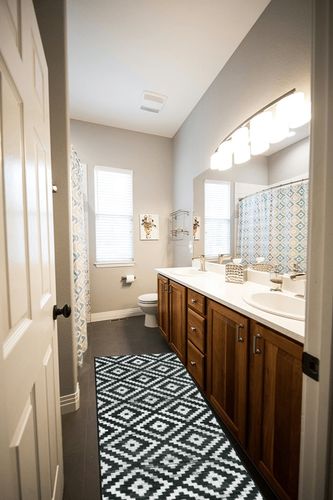Lahome Washable Runner Rug 2x6 Hallway Runner Rug Moroccan Geometric Trellis Soft Non Slip Non-Shedding Low Pile Carpet Runners for Kitchen Bathroom Entryway Laundry Indoor, Black and White in Wooden and Grey Bathroom