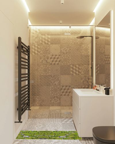 WODEJIA Non Slip Bath Rugs Sponge Foam for Bathroom,Durable Flannel Mat Bright 3D Print Rug, Clearance MatS for Forlaundry Room and Kitchen, Country Road Themed Decor carpt in White Tiled Bathroom