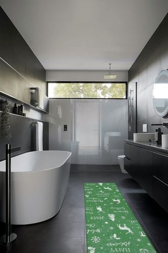 GAOMON Runner Rugs for Hallway 2x8 Green Rug Kitchen Mat Christmas Room Decor Washable Rugs Bathroom Rugs Non Slip Low Pile Runner Rug for Living Room 2'x8' Green in Black Modern Bathroom