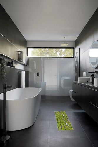 WODEJIA Non Slip Bath Rugs Sponge Foam for Bathroom,Durable Flannel Mat Bright 3D Print Rug, Clearance MatS for Forlaundry Room and Kitchen, Country Road Themed Decor carpt in Black Modern Bathroom