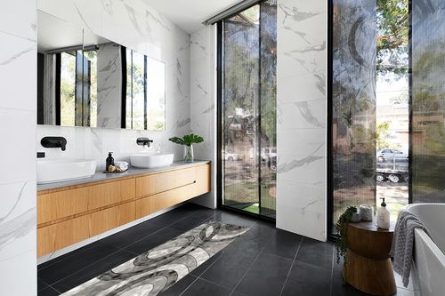 GLORY RUGS Area Rug Modern 2x7 Grey Black Circles Geometry Soft Hand Carved Contemporary Floor Carpet Fluffy Texture for Indoor Living Dining Room and Bedroom Area in Modern Black Tiled bathroom