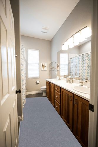 Sweet Home Stores Sweethome Collection Solid Design Runner Rug, 2'7" x 10', Grey in Wooden and Grey Bathroom