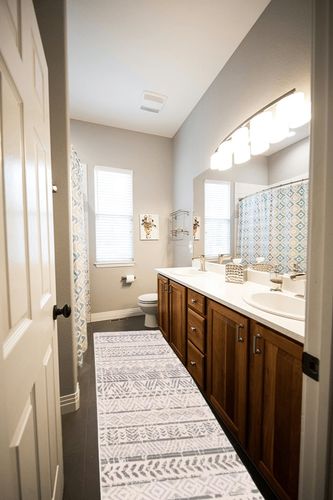 Rugshop Geometric Boho Perfect for high Traffic Areas of Your Living Room,Bedroom,Home Office,Kitchen Runner Rug 2' x 10' Gray in Wooden and Grey Bathroom