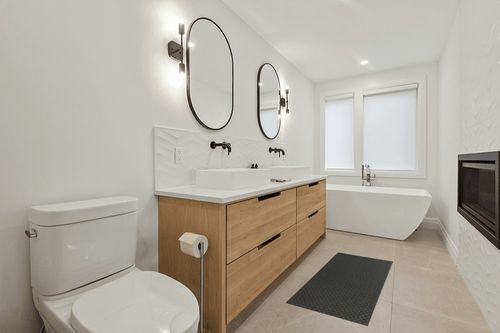 Cinder Gray Town Square Living Room Runner in Scandinavian Neutral bathroom