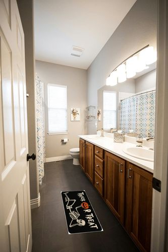 Roszwtit Halloween Skull Door Mat 30 X 17 Inch Trick or Treat Doormat Indoor Outdoor Entrance Floor Mat Non Slip Halloween Decor Rubber Welcome Mats in Wooden and Grey Bathroom