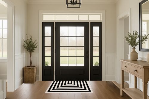 Abani Contemporary Black & Ivory 4' x 6' Area Rug, Contrasting Geometric Modern Stripe Symmetrical Living Room Carpet Rugs in White Transitional Foyer