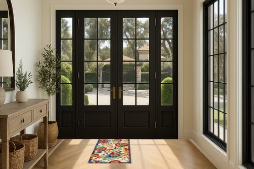 Multi Color Contemporary Non Slip Living Room Area Rug in Traditional Elevated Foyer