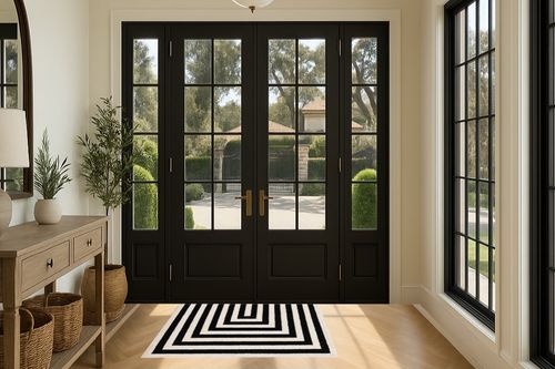 Abani Contemporary Black & Ivory 4' x 6' Area Rug, Contrasting Geometric Modern Stripe Symmetrical Living Room Carpet Rugs in Traditional Elevated Foyer