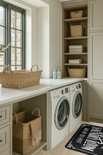 Laundry Room Rug Washing Machine Room Farmhouse Runner Rugs Bathroom Laundry Decor Mat Black 39x20in… in Sage Green Laundry Room