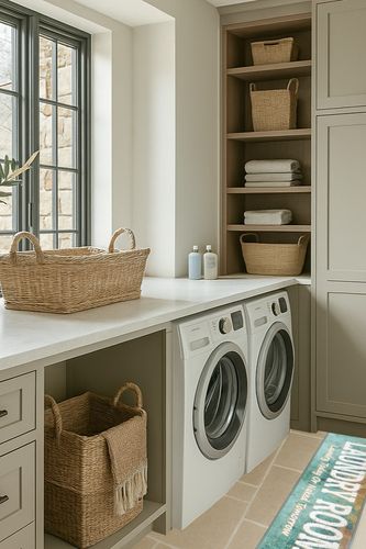 HUAHOO Laundry Room Rug Washable Non Slip Kitchen Floor Mat Washhouse Rugs Floor Carpet Kitchen Runner (16"x48") in Sage Green Laundry Room