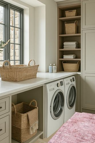 DECOMALL Runner Rug in Sage Green Laundry Room
