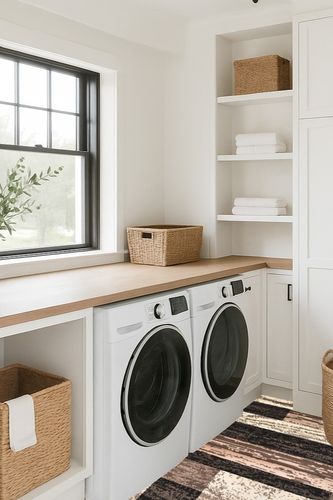 Chocolate Modern, Eclectic, Casual, Transitional Cushioned Area Rug in Traditional Laundry Room