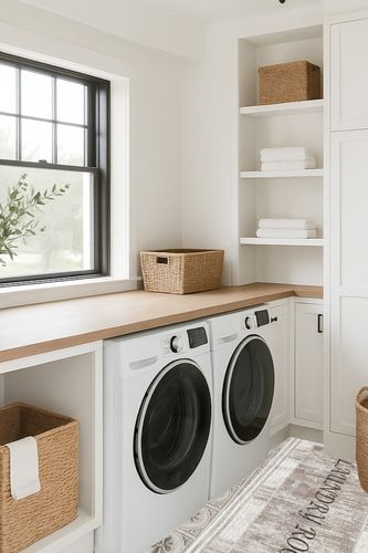 SUSSEXHOME Non-Slip Washable Laundry Room Rug, Ultra Thin Low Pile Bathroom Runner, Laundry Room Printed Washroom Rug, Laundry Room Decor, 20x59 Inches in Traditional Laundry Room