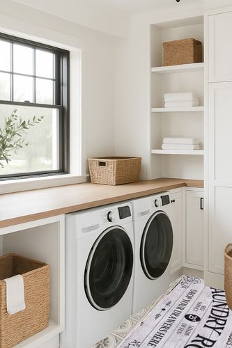 Lahome Farmhouse Laundry Room Rug Runner 20"x59" Laundry Rugs and Mats for Laundry Room Non Slip Washable Floor Carpet Runner Rug for Washroom Mudroom Kitchen Bathroom Hallway Decor, Grey in Traditional Laundry Room