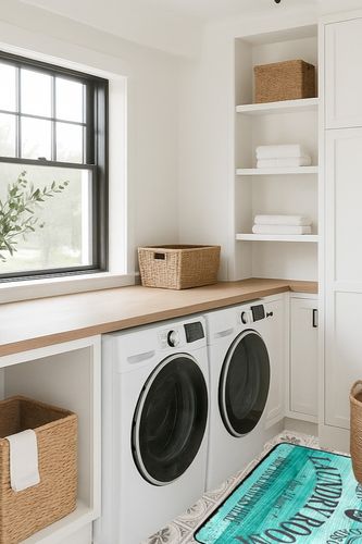 Gray Laundry Room Kitchen Rugs Teal Or Turquoise Wood Bath Rug Runner Comfort Mat Non-Slip Doormats Carpet for Bathroom Indoor 39" X 20" in Traditional Laundry Room