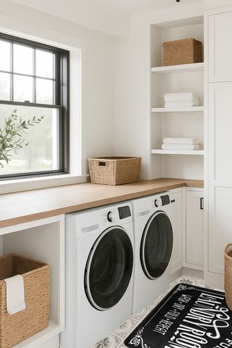 Laundry Room Rug Washing Machine Room Farmhouse Runner Rugs Bathroom Laundry Decor Mat Black 39x20in… in Traditional Laundry Room