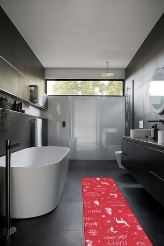 GAOMON Runner Rugs for Hallway 2x8 Kitchen Mat Christmas Room Decor Washable Rugs Bathroom Rugs Non Slip Low Pile Runner Rug for Living Room 2'x8' Red in Black Modern Bathroom