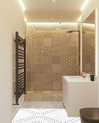 HAOCOO Area Rug 2x8 Runner Rug,Geometric White Rug Runners for Hallways,Woven Cotton Diamond Washable Rug Indoor Outdoor Rug Carpet for Kitchen Bathroom Laundry Room Home Decor in White Tiled Bathroom