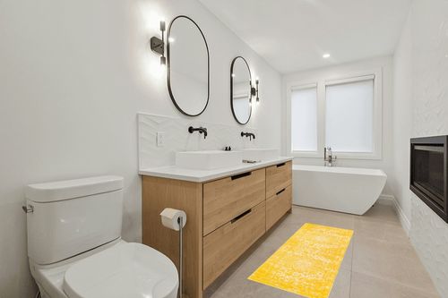 Rugs.com Arlington Collection Rug – 6 Ft Runner Yellow Medium-Pile Rug Perfect for Hallways, Entryways in Scandinavian Neutral bathroom