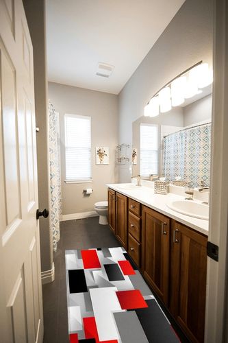 Hallway Runner Rug,Abstract 3D Geometric Pattern Square Red Black Gray Non Slip Water Absorbent Rug Indoor Entrance Floor Mat Runner for Home Garage Kitchen Laundry 18x59in in Wooden and Grey Bathroom