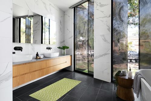 Momeni Rugs in Modern Black Tiled bathroom