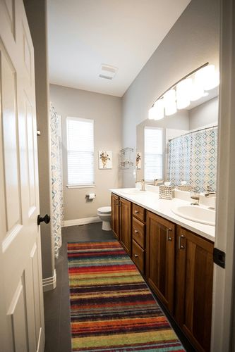 Mohawk Home Boho Stripe 2' x 8' Area Rug - Multicolor - Perfect for Living Room, Dining Room, Office in Wooden and Grey Bathroom