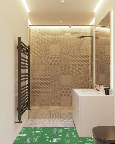 GAOMON Runner Rugs for Hallway 2x8 Green Rug Kitchen Mat Christmas Room Decor Washable Rugs Bathroom Rugs Non Slip Low Pile Runner Rug for Living Room 2'x8' Green in White Tiled Bathroom