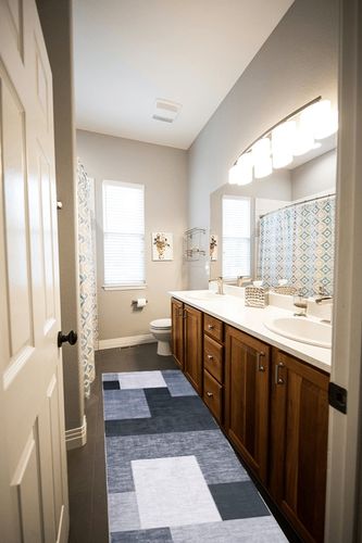 RUGSREAL Contemporary Runner Rug Mat for Hallway Machine Washable Non-Slip Entry Way Runner Rug for Laundry, 2'3" x 8' Grey in Wooden and Grey Bathroom