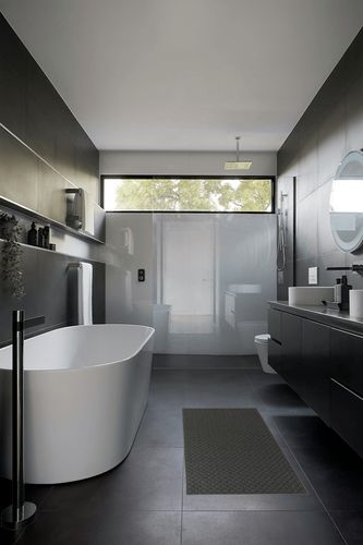 Cinder Gray Town Square Living Room Runner in Black Modern Bathroom