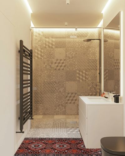 Beeiva Oriental Hallway Runner Rug, 2x6 Red Carpet Runners Rugs for Hallways 2x6 Rug for Bedroom Kitchen Bathroom, Vintage Non Slip Bedside Laundry Room Runner Rugs with Rubber Backing in White Tiled Bathroom