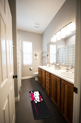 Plasticolor Rear Seat Utility Rubber car Truck SUV Floor Mats - Hello Kitty Sanrio Waving - Pair in Wooden and Grey Bathroom