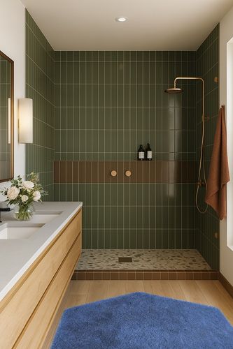 Ultra Soft Rug 4.6 ft in Green Bathroom