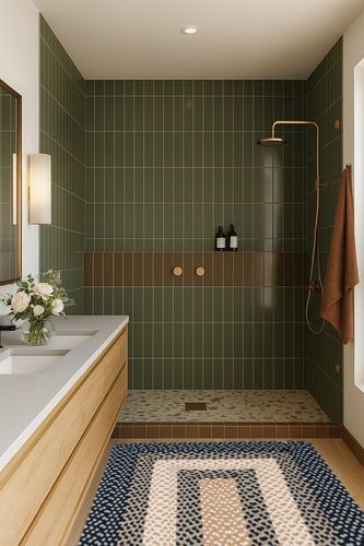 Waterbury Farmhouse Handmade Braided Blue Area Rug Dakota Fields Rug Size ... in Green Bathroom