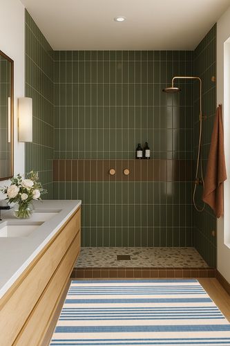 Safavieh Beach House Rug Collection BHS222M - Beige / Blue - 4' x 6' in Green Bathroom
