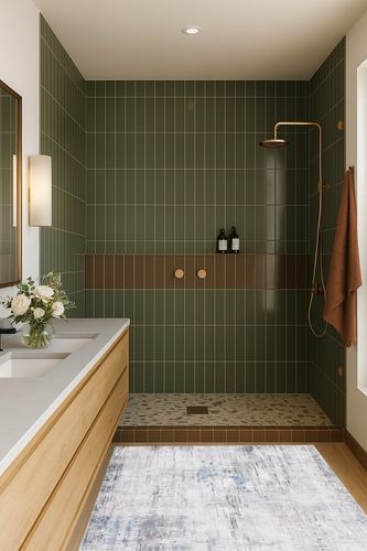 Neuman Vogue 117 Area Rug in Blue / Grey Trent Austin Design Rug Size: Rectangle ... in Green Bathroom