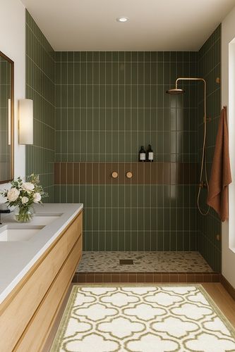 Ammundsen Geometric Ivory/Light Green Area Rug Lark Manor Rug Size: Rectangle 4' x 6' in Green Bathroom