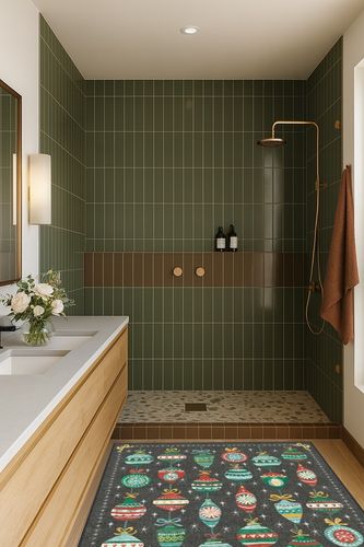 4'x6' | Machine Washable Area Rug | Kid & Pet Friendly | Indoor Rug | Festive ... in Green Bathroom