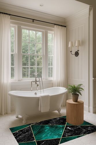Emerald Green Area Rugs in Luxurious Bathroom